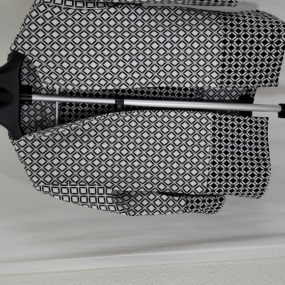 Vintage Andria Lieu Black and White Diamond Open Blazer Jacket SZ P/L - Picture 3 of 7